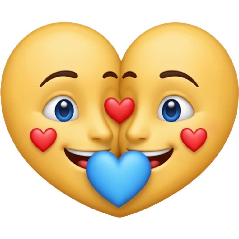 Kissing emoji with blue hearts floating around emoji