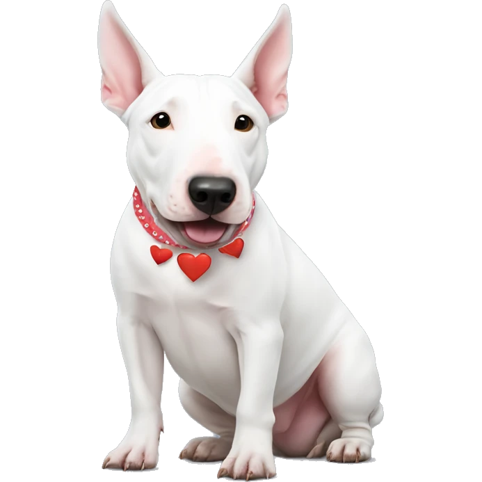 white english bull terrier love hearts going around head emoji