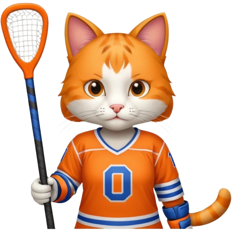 female cat hockey player with hockey stick emoji