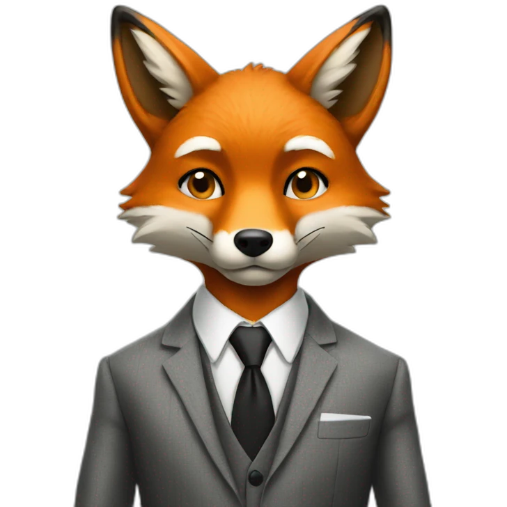 Cool Fox in a suit thinking  emoji