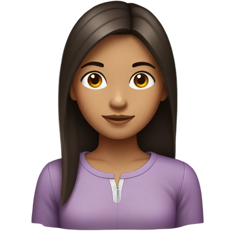 Straight dark brown middle partitioned hair girl emoji