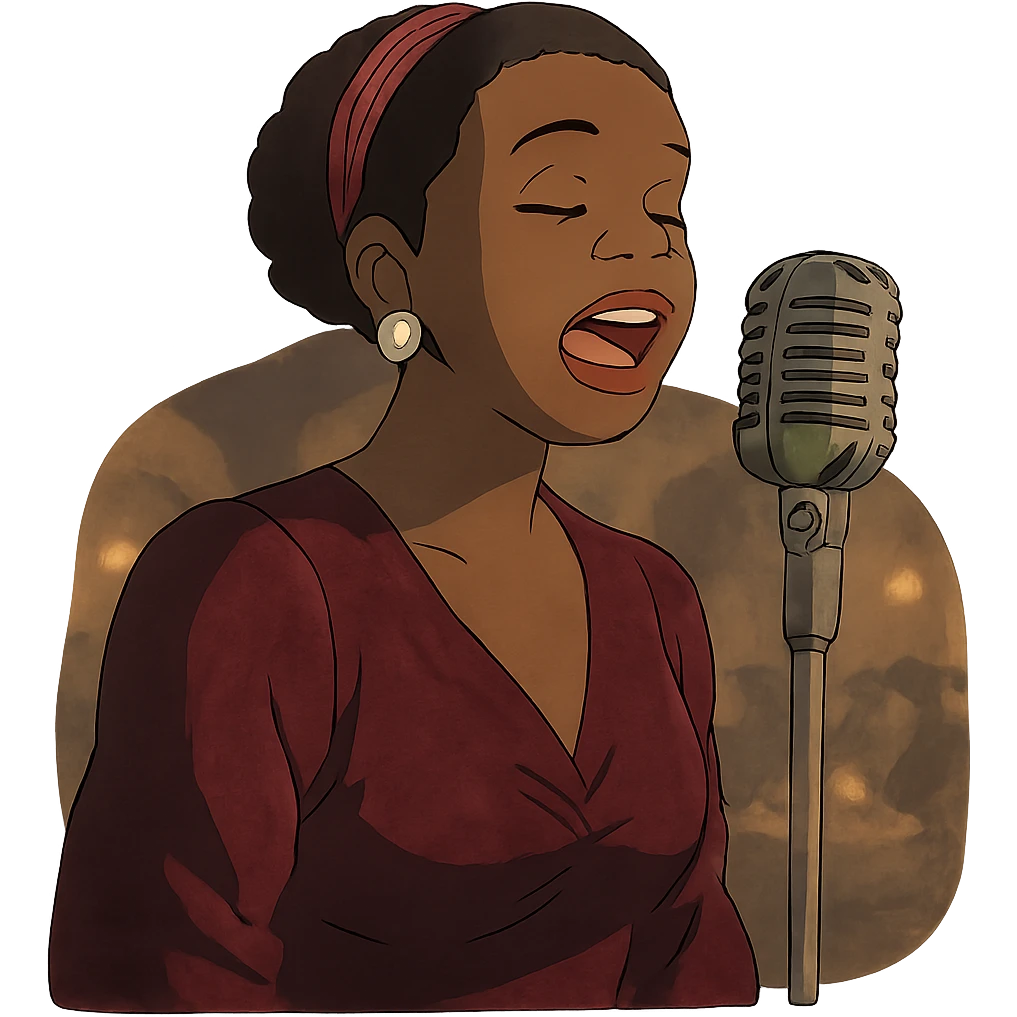 black jazz singer with vintage microphone in a 1940s nightclub emoji