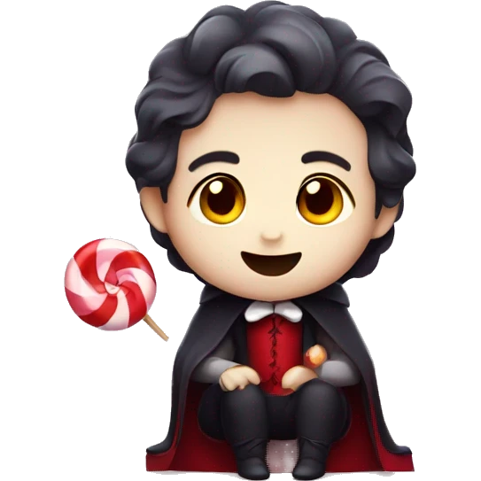 Cute vampire sitting in candy emoji