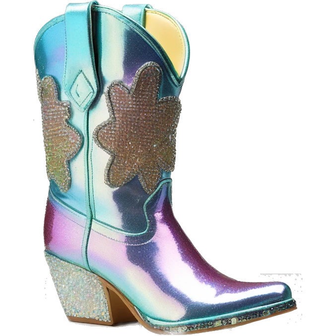 Iridescent Diamond bedazzled glitter cowboy boots Betsy Johnson emoji