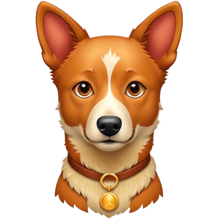 Red heeler, with a golden coat, trying not to bark emoji