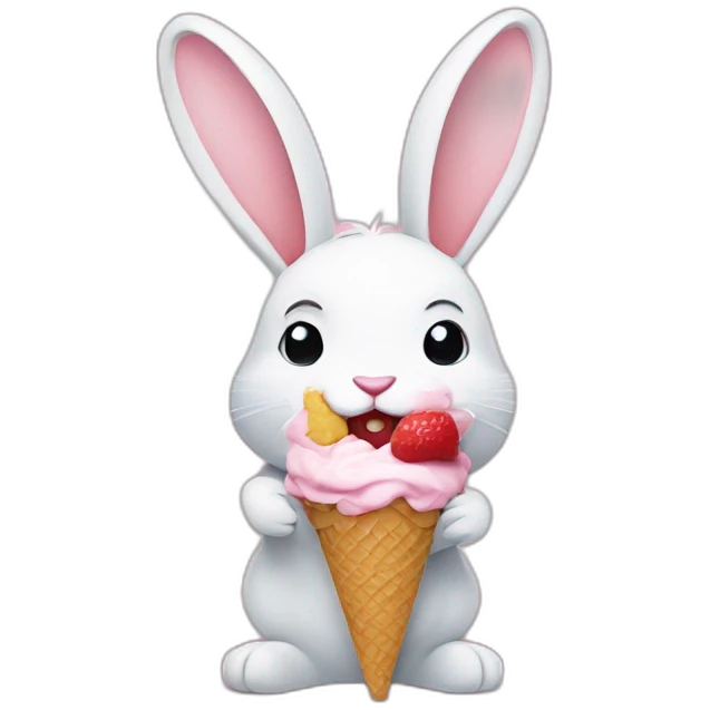 rabbit eating ice cream emoji