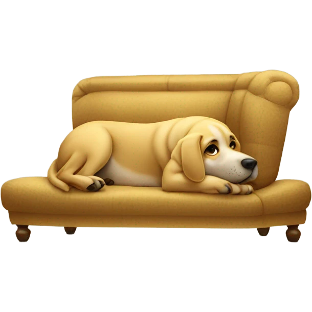 Perro dorado sentado en un sofá emoji