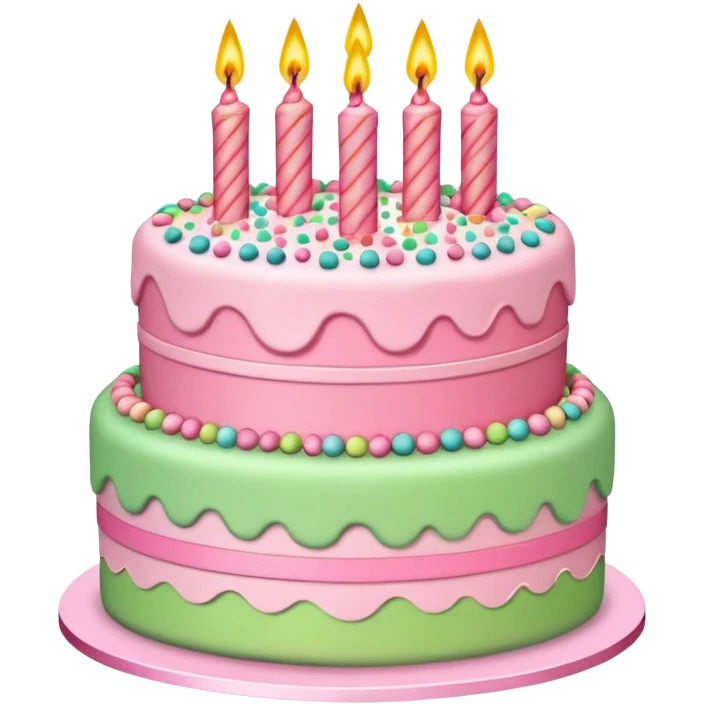 light green and pink birthday cake emoji