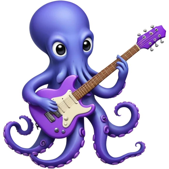 Blue octopus playing a purple guitar  emoji