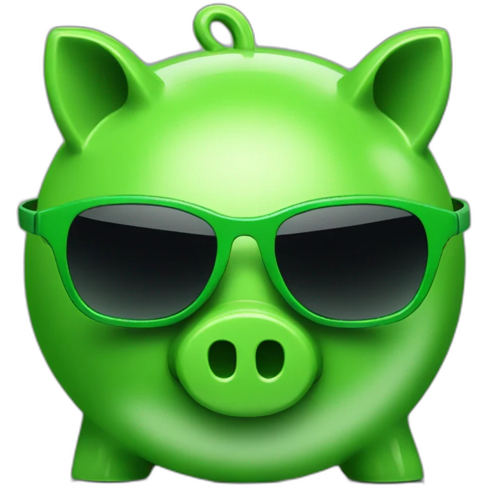 green piggybank with sunglasses emoji