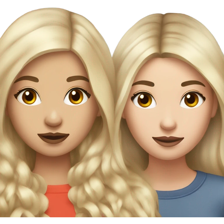 Realistic Russian Brunette hair girl and a blonde haired bestie  emoji