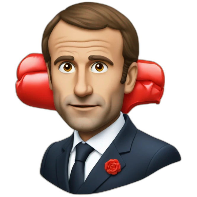 Macron avec les yeux rouges et une cigarette emoji