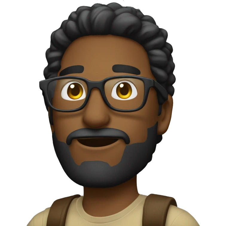 Hombre pelo negro y gafas muy serio  emoji