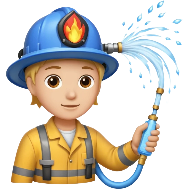 A hand holding a water hose and extinguishing the fire, no man emoji