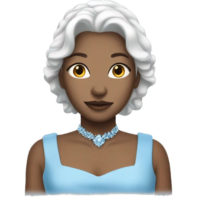 girl with white hair wearing sky blue queens dress emoji