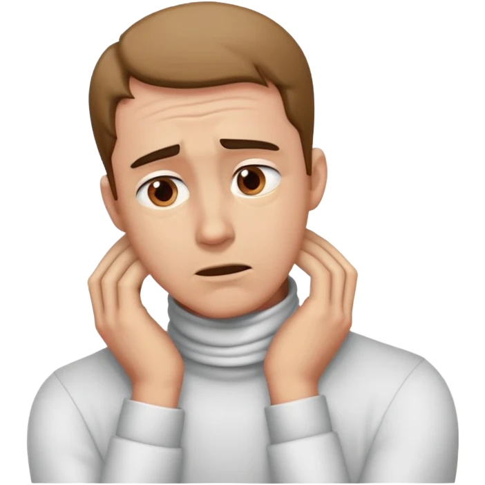 Guy hands on neck worried emoji