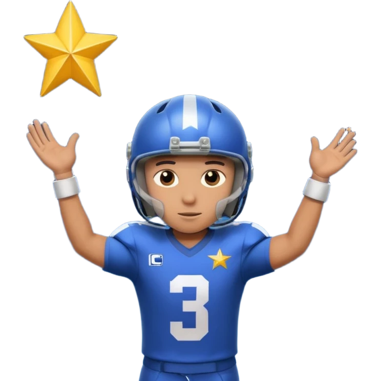 A football player standing in front of a shooting star emoji