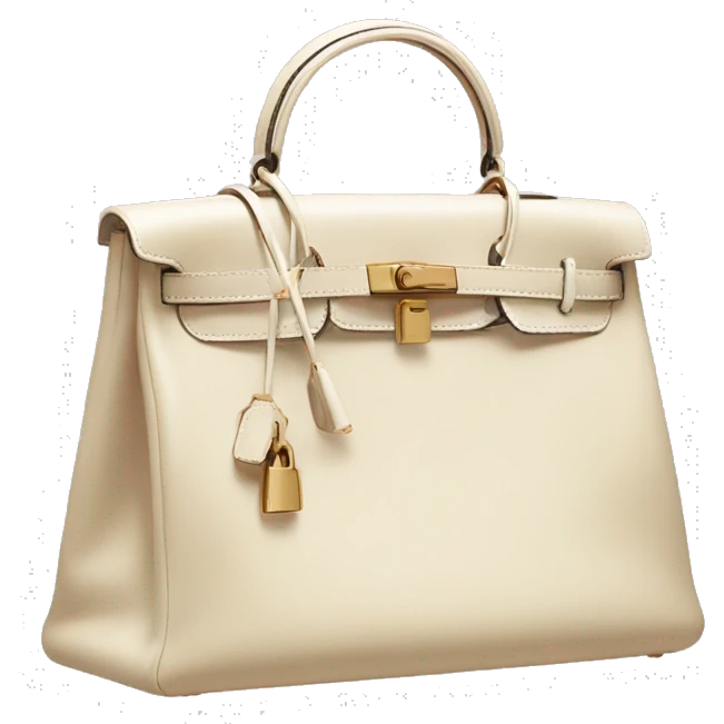 A cream colored Kelly bag (hermes) emoji