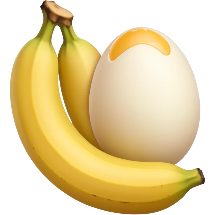 A banana standing between two eggs emoji
