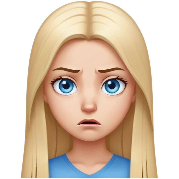 beautiful white girl with long straight blonde hair blue eyes sad angry upset hurt mad emoji