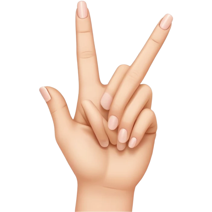 Hand making an N uside down the the middle finger,ring finger, and pinky finger connecting but the pointer finger is not connecting emoji