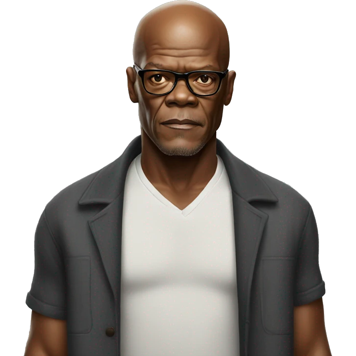 hyper realistic samuel l jackson wearing shirt emoji