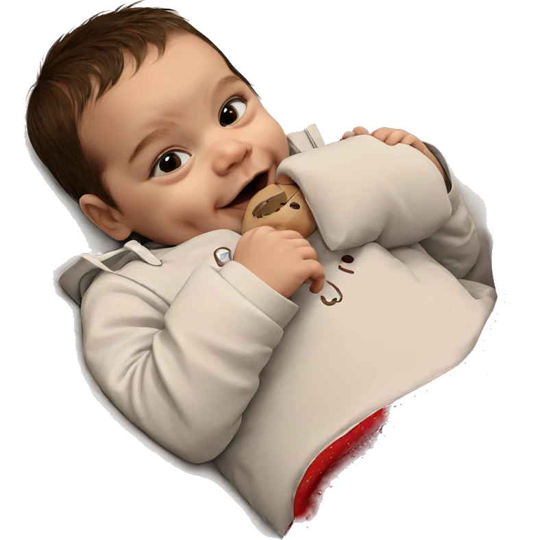 child on bed with pillow emoji