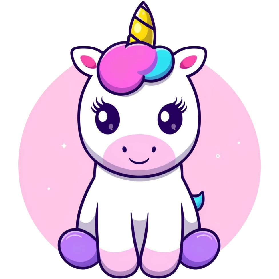 Cute unicorn surrounded by colorful glitter and sparkles emoji