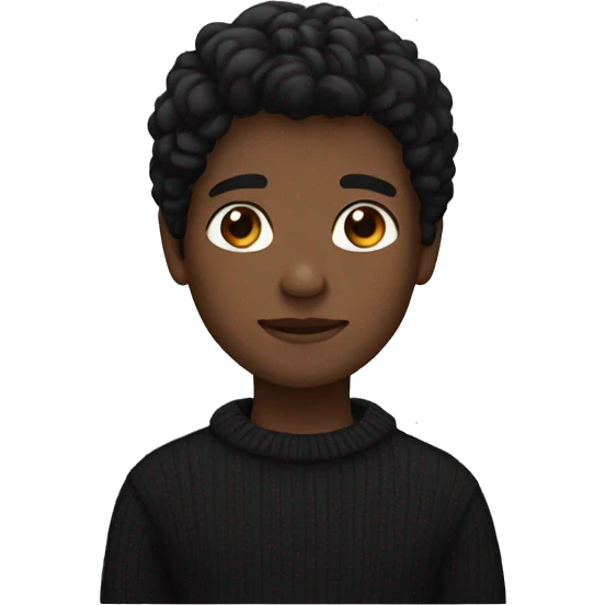 A boy with black hair, dark skin and a black sweater emoji