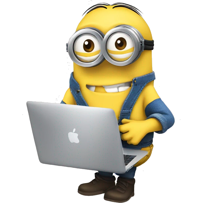 minion playing with a macbook emoji