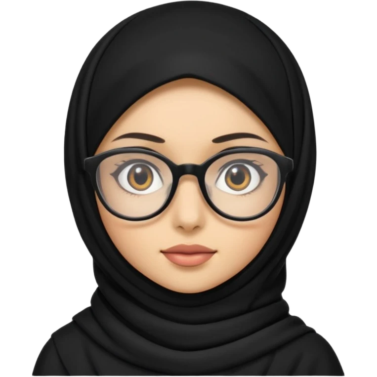 Chica con hijab negro y gafas emoji