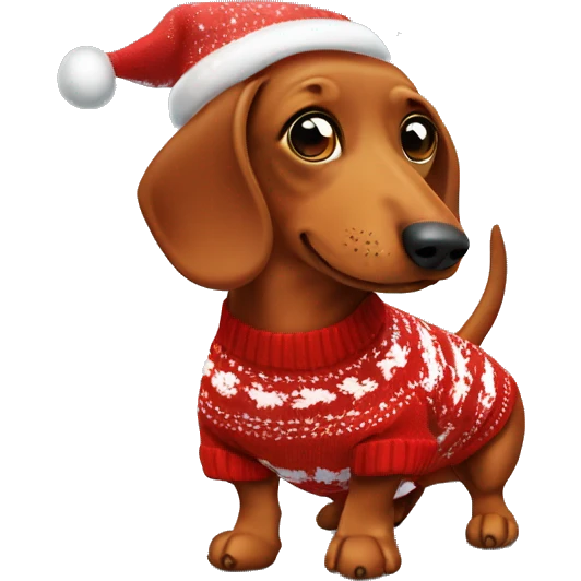 Red Dachshund wearing a christmas sweater  emoji