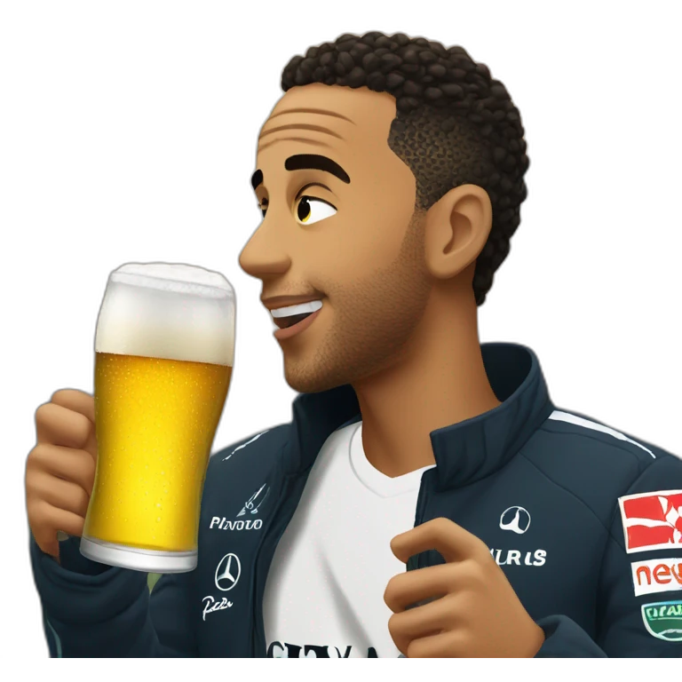 Lewis Hamilton drinking beer emoji