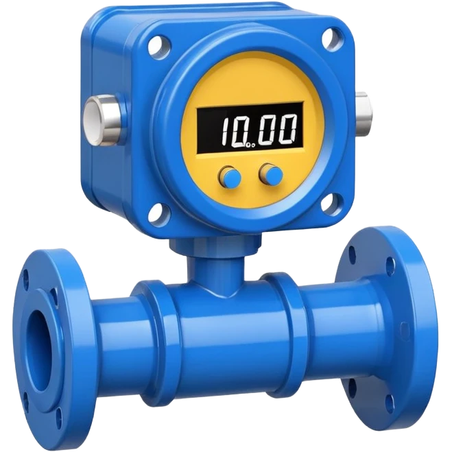 Mini caudalímetro color azul con brida y el medior tipo digital emoji