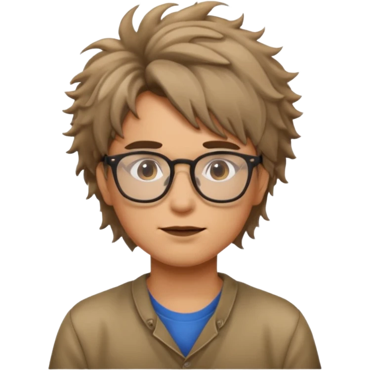 Cabelo bagunçado e oculos emoji