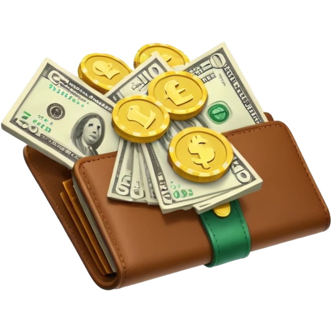 Aviator money emoji, wallet full of cash, casino vibe, premium 3D emoji style, clean, no background
 emoji