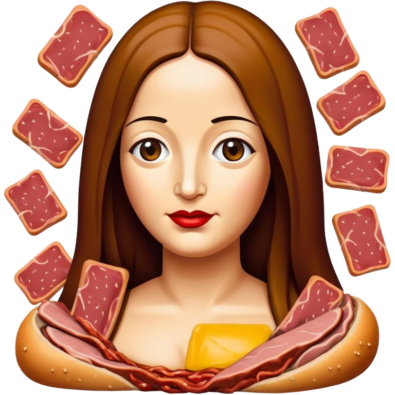 pop art monalisa SPAM meat slop landscape  emoji