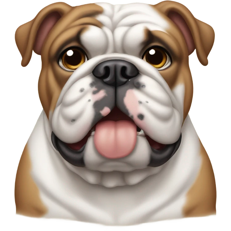 english bulldog with white hair and brown ears emoji