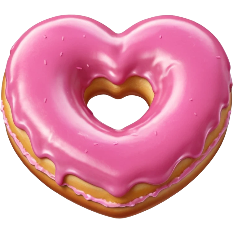 Realistic isolated heart shaped donut with pink frosting. emoji