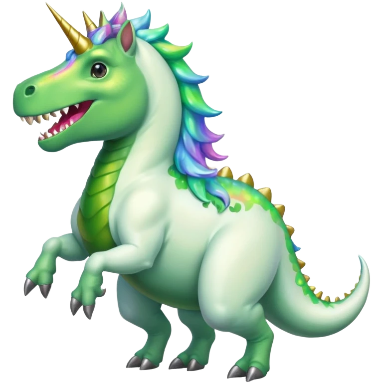 Unicorn riding a T. rex emoji