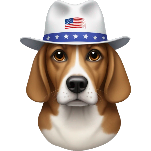 Dog wearing a Kamala Harris hat emoji