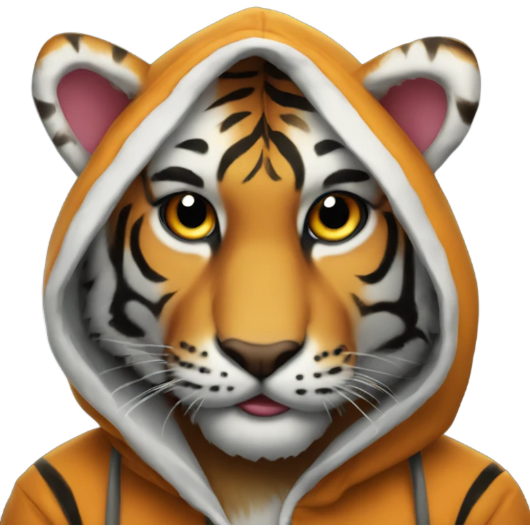 A tiger wearing a hoddie  emoji