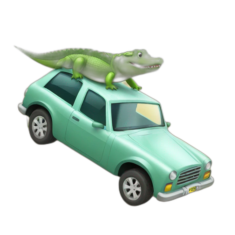 Voiture sur crocodile emoji