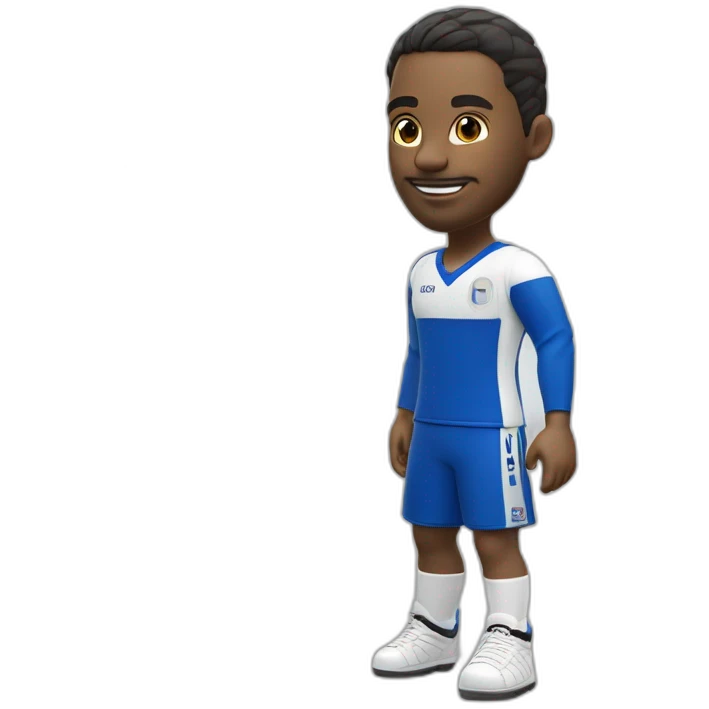 Joueur de handball blanc en maillot bleu manche courte numéro 10 et le logo du CLOSW handball emoji