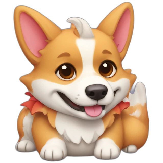 Corgi and cute dragon hugging emoji