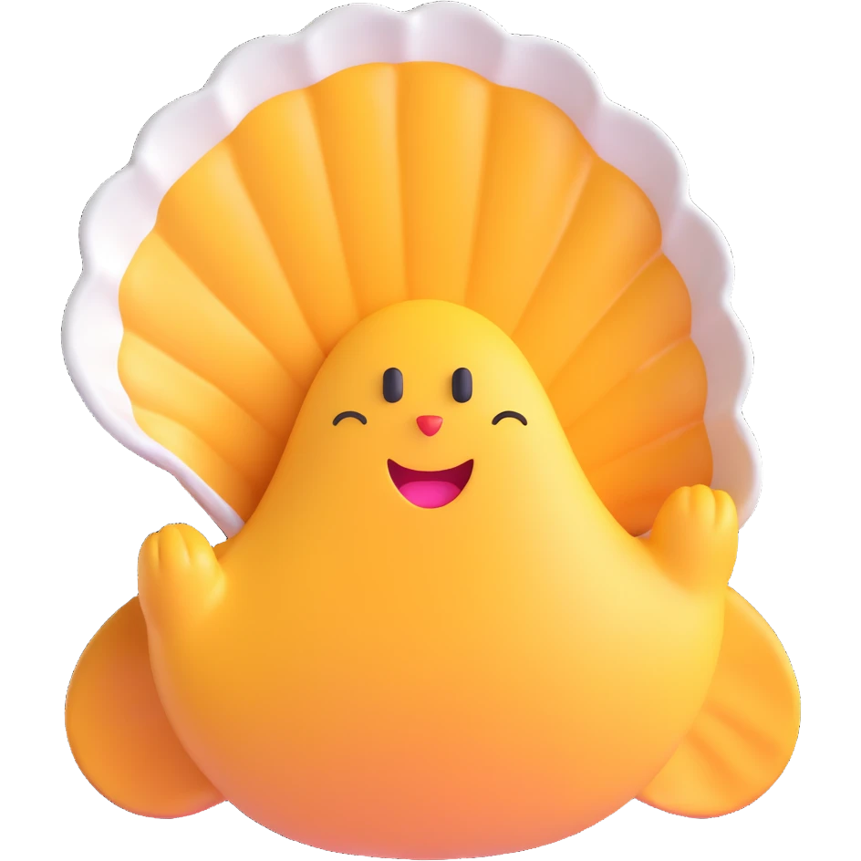 cute oyster, 3D emoji style emoji