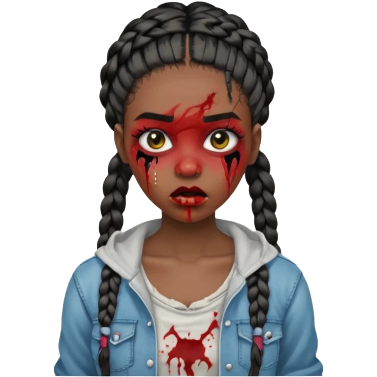 swag zombie black girl with braids emoji