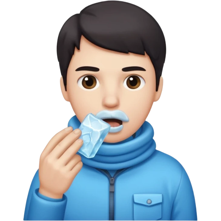 یک شکلک که یک ادم در دهان ان یخ است emoji