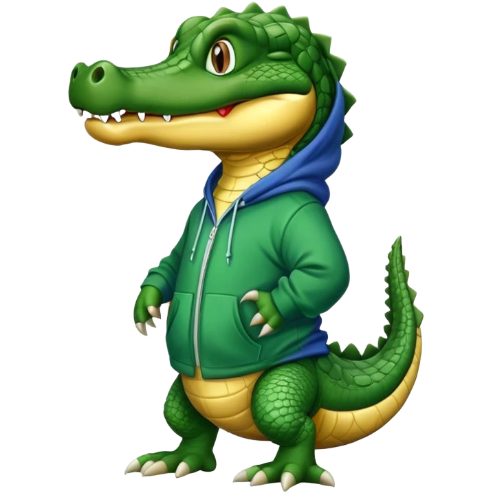 Gator wearing a hoodie emoji
