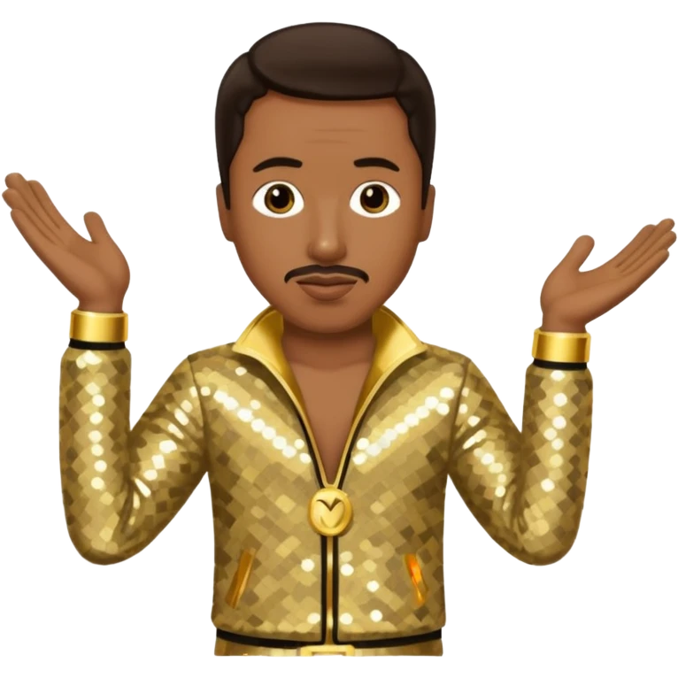 MC Hammer with dark brown hair, gold sequin outfit emoji